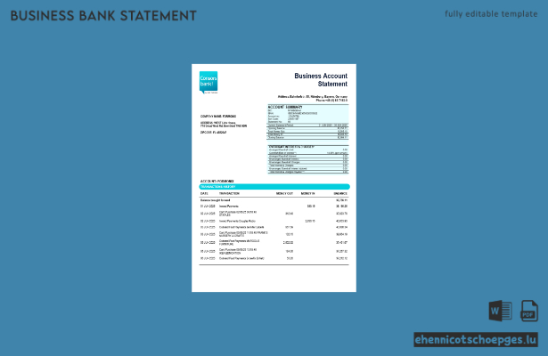 Consorsbank Geschäftskontoauszug (Beispiel im Word- und PDF-Format)